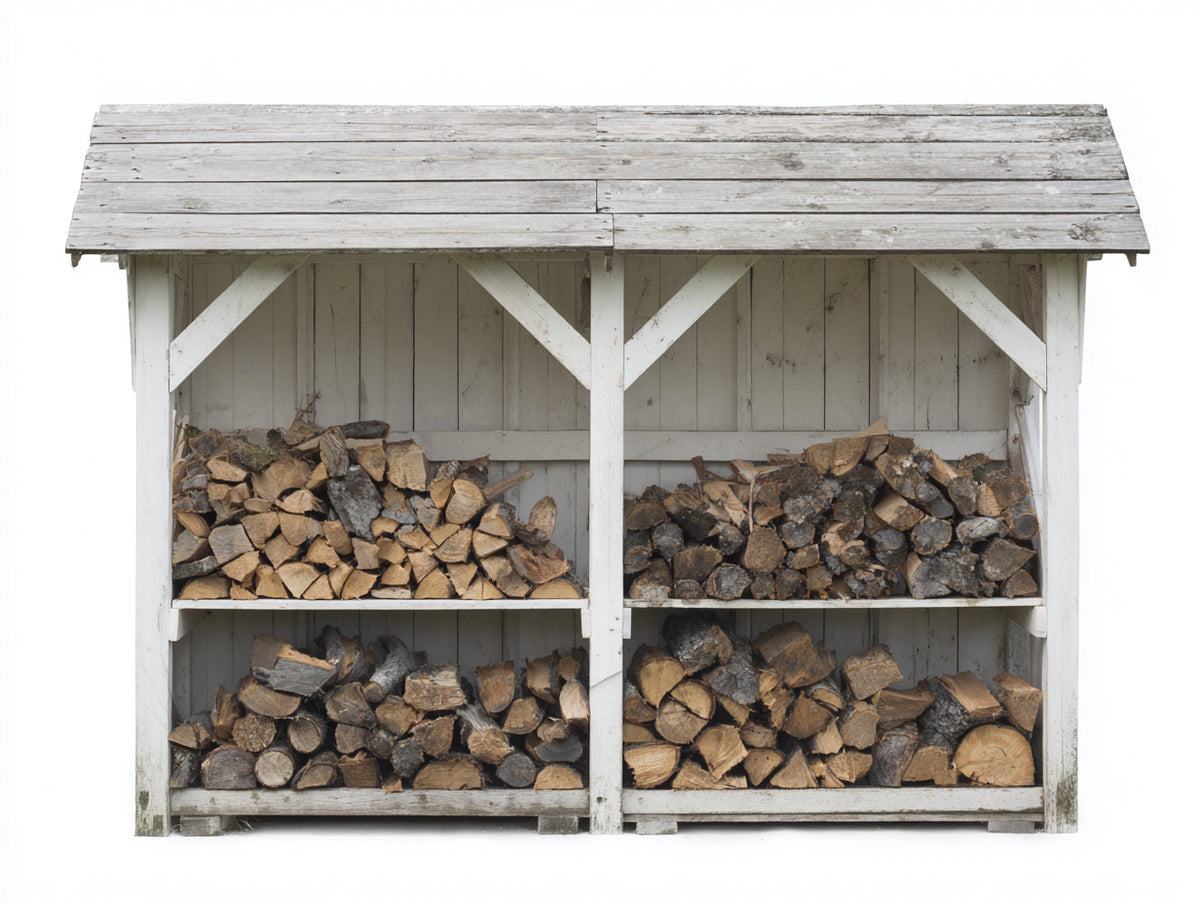 Abri à bûches - Bois - 190x75x165 cm - Blanc vieilli-Gris clair - Style rustique