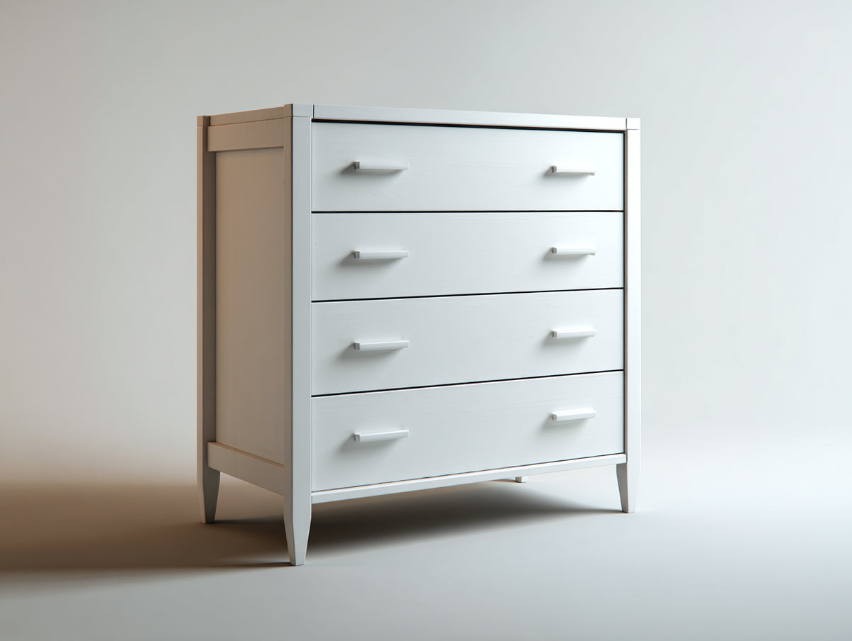 Table de chevet - Bois-Métal - 80 x 42 x 90 cm - Blanc-Argent - Style contemporain