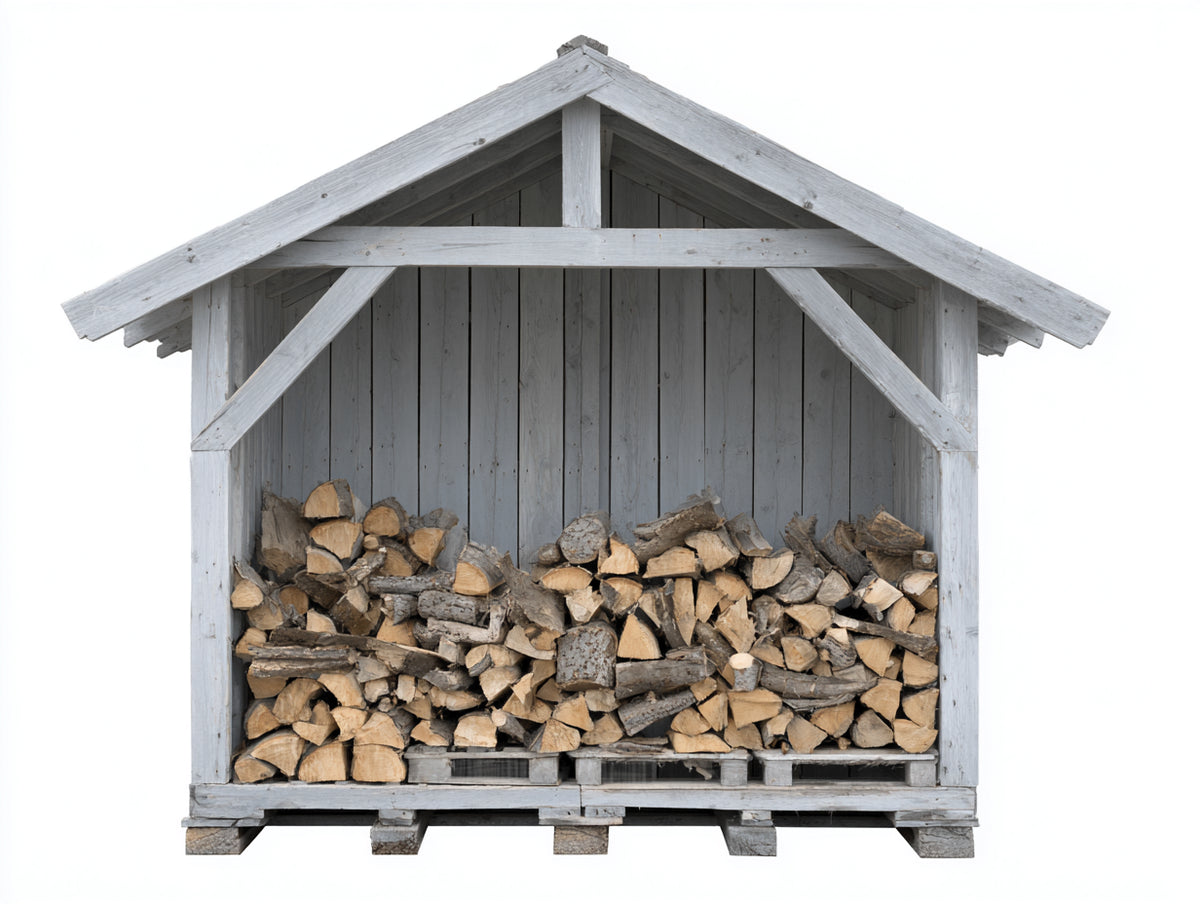 Abri à bûches - Bois - 180x80x180 cm - Gris clair - Style rustique