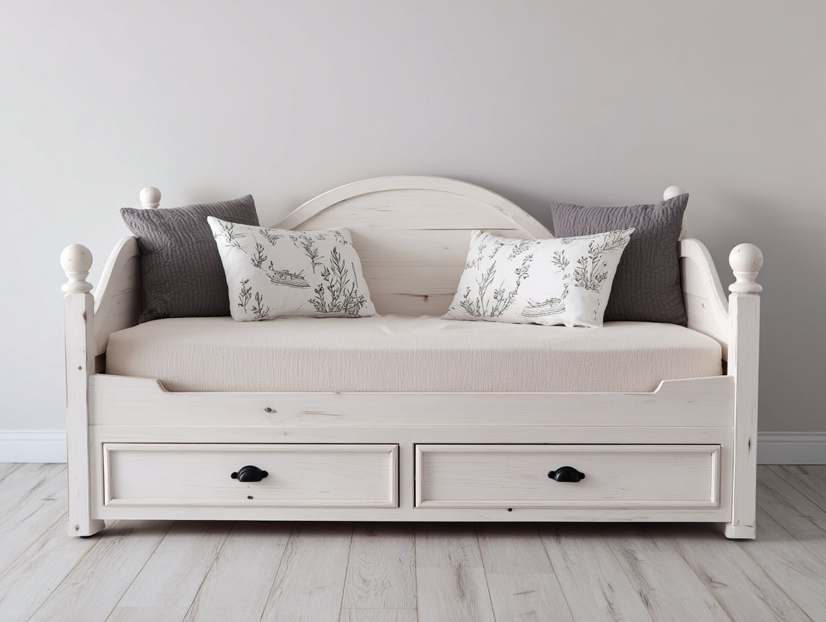 Canapé lit - Bois - 205 x 95 x 100 cm - Blanc - Style classique