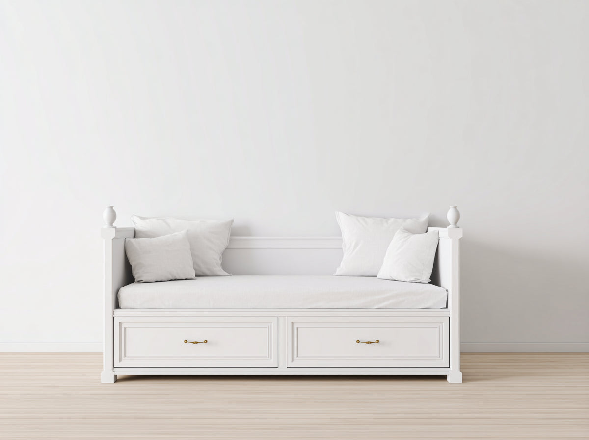 Canapé lit - Bois - 200 x 90 x 88 cm - Blanc - Style classique