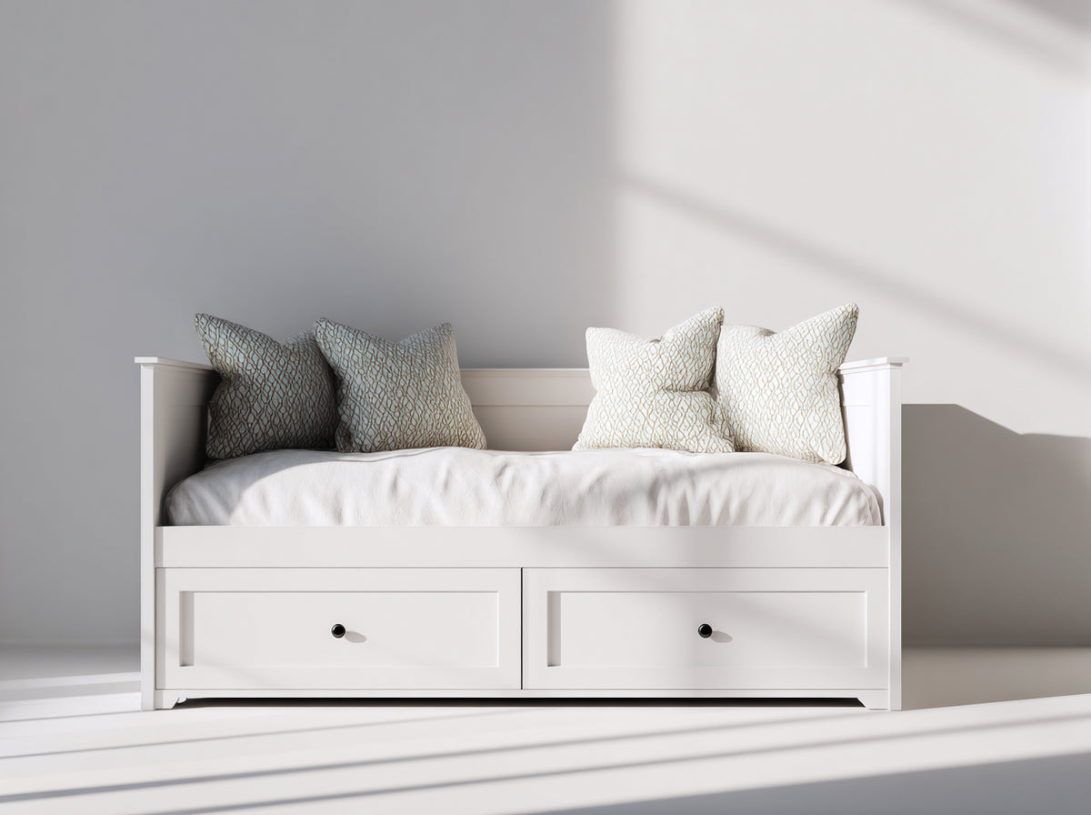 Canapé lit - Bois - 200 x 90 x 85 cm - Blanc - Style moderne