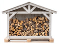 Abri à bûches - Bois - 175x75x170 cm - Blanc-Bois naturel - Style rustique