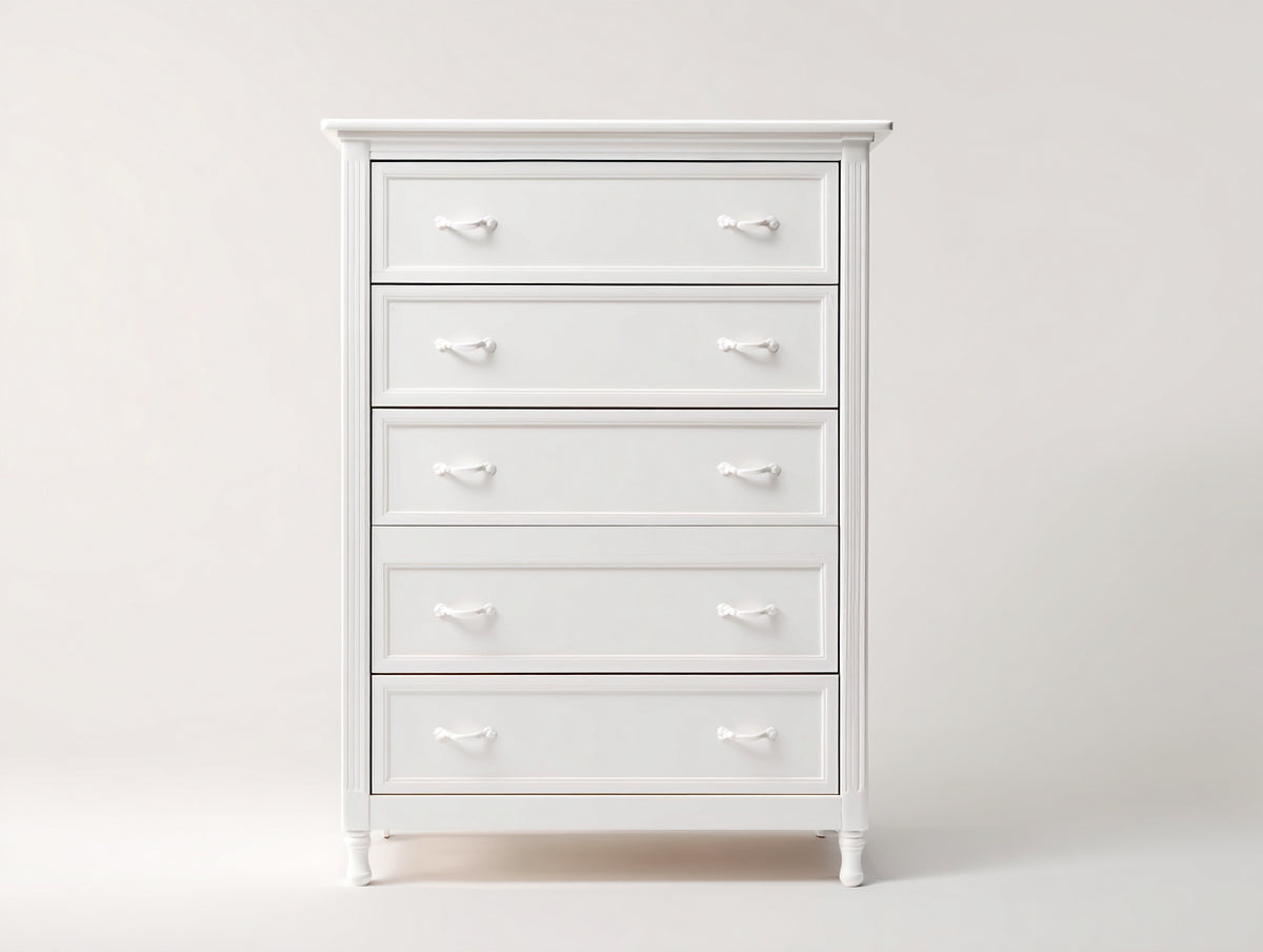 Table de chevet - Bois-Métal - 72 x 42 x 110 cm - Blanc - Style classique