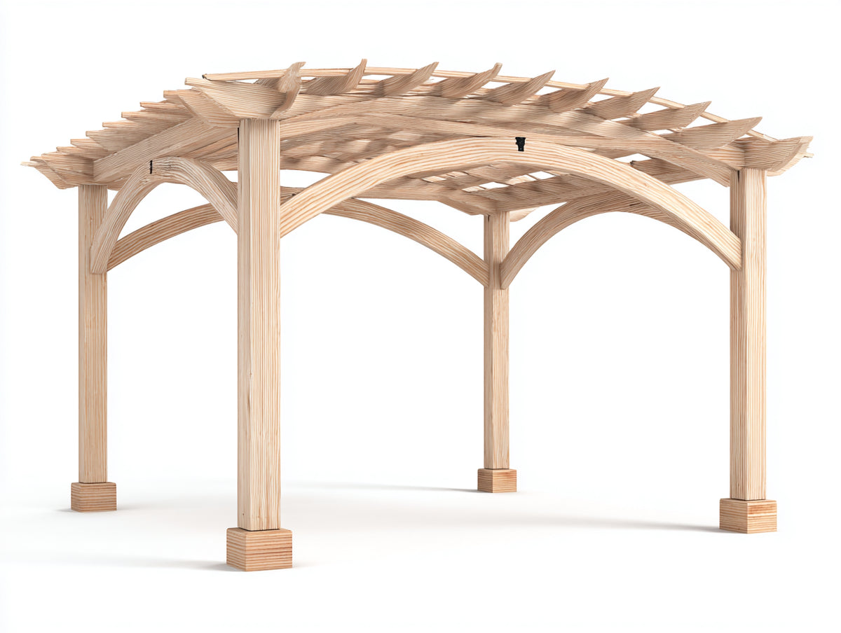 Tonnelle de jardin - Bois - 400 x 300 x 250 cm - Bois naturel - Style pergola classique