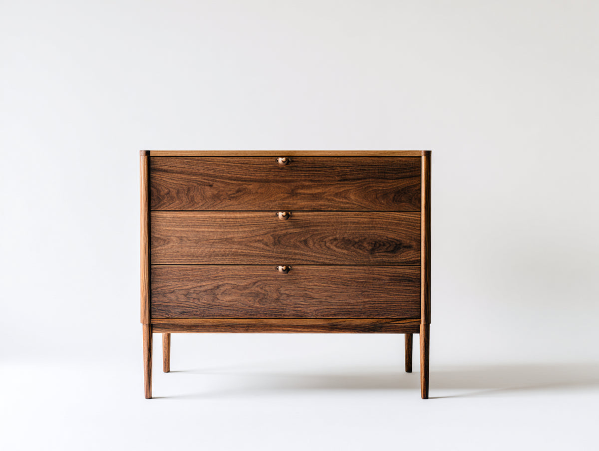 Table de chevet - Bois-Métal - 78 x 40 x 72 cm - Noyer - Style rétro