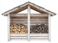 Abri à bûches - Bois - 170x70x180 cm - Blanc vieilli-Bois naturel - Style rustique
