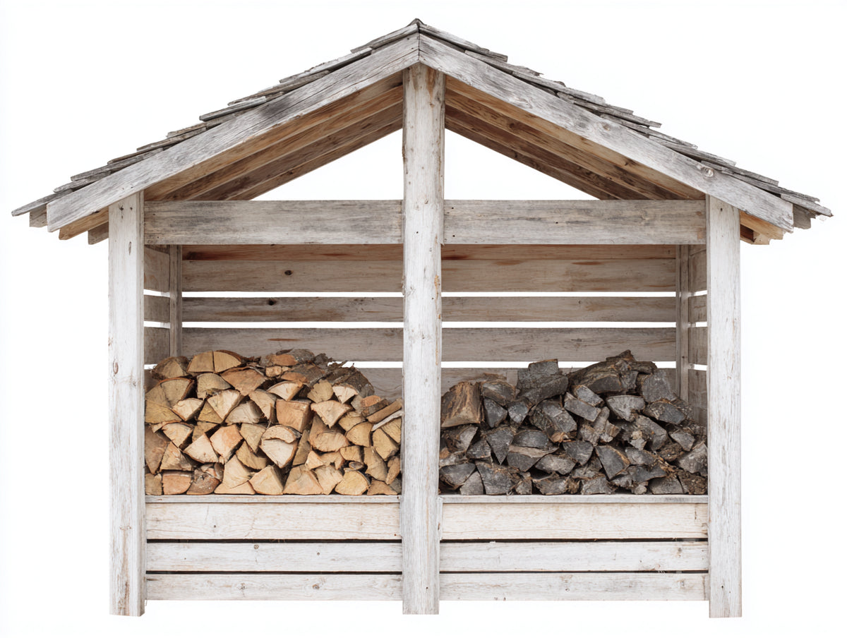 Abri à bûches - Bois - 170x70x180 cm - Blanc vieilli-Bois naturel - Style rustique