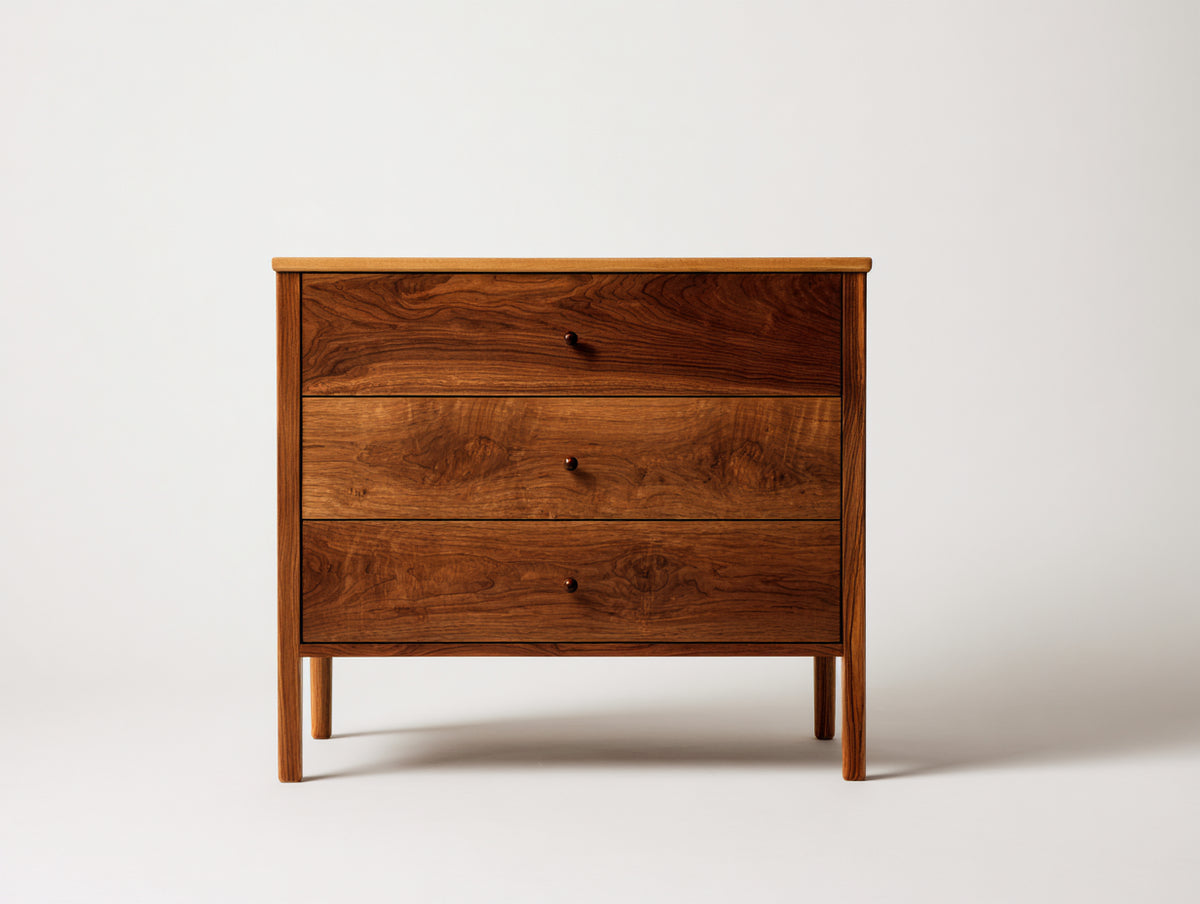 Table de chevet - Bois-Métal - 76 x 40 x 72 cm - Noyer-Bronze - Style rétro moderne