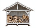 Abri à bûches - Bois - 180x75x175 cm - Blanc vieilli-Gris clair - Style rustique