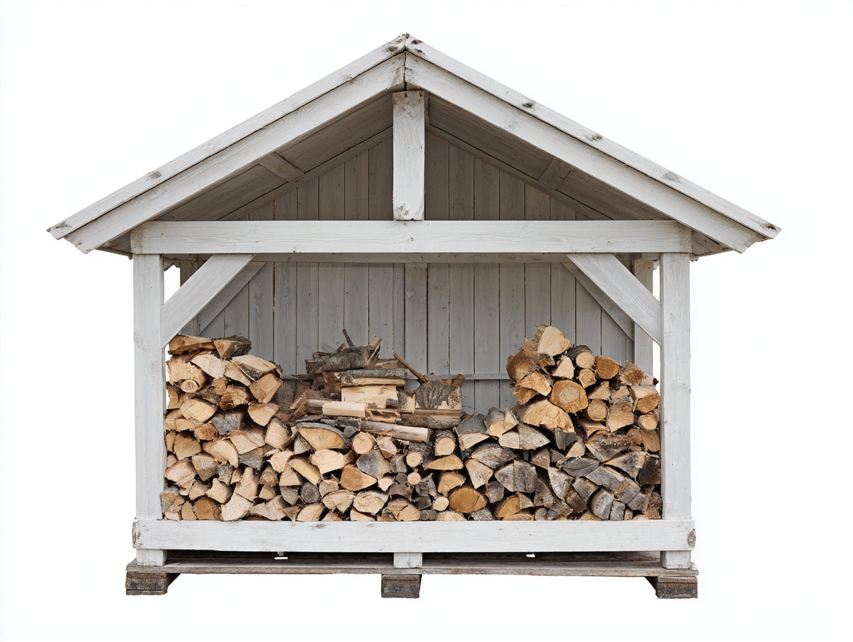 Abri à bûches - Bois - 180x75x175 cm - Blanc vieilli-Gris clair - Style rustique